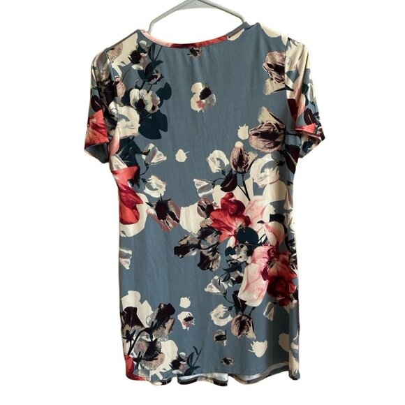MY Bump Pregnancy Top Womens Dusty Blue Floral Pleated Short Sleeve Maternity - Picture 5 of 5